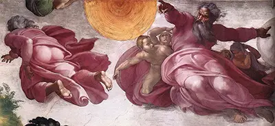 Die Erschaffung der Sonne, des Mondes und der Pflanzen Michelangelo